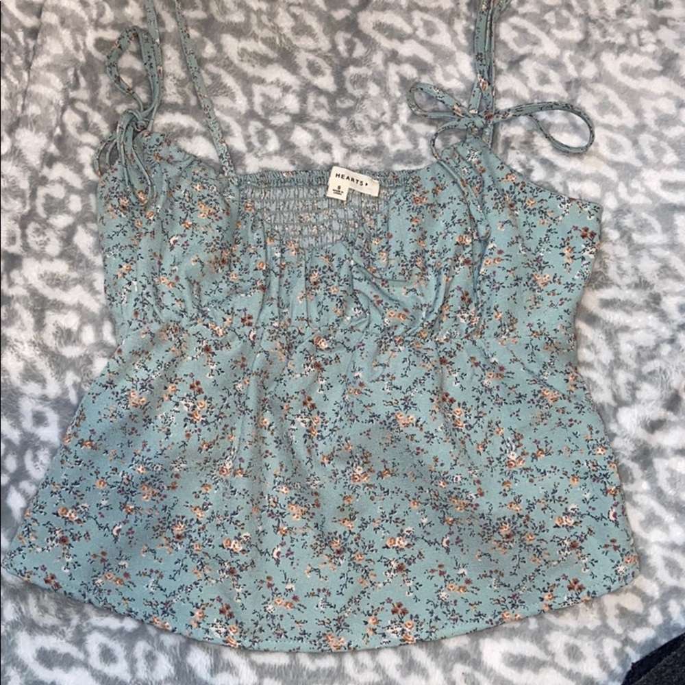 green floral tank top